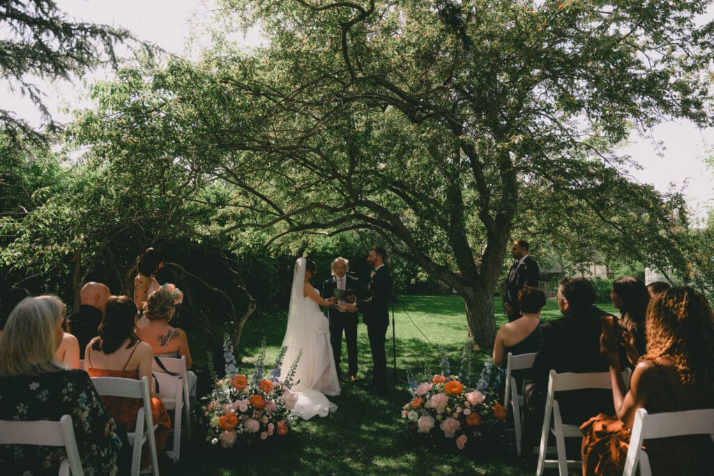 Wedding Ceremony at Rouge Restaurant under the big tree