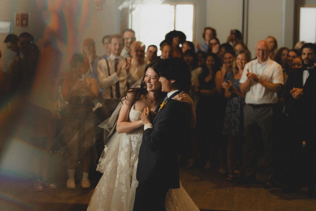 Wedding couple during their first dance at the Badlands Community Facility