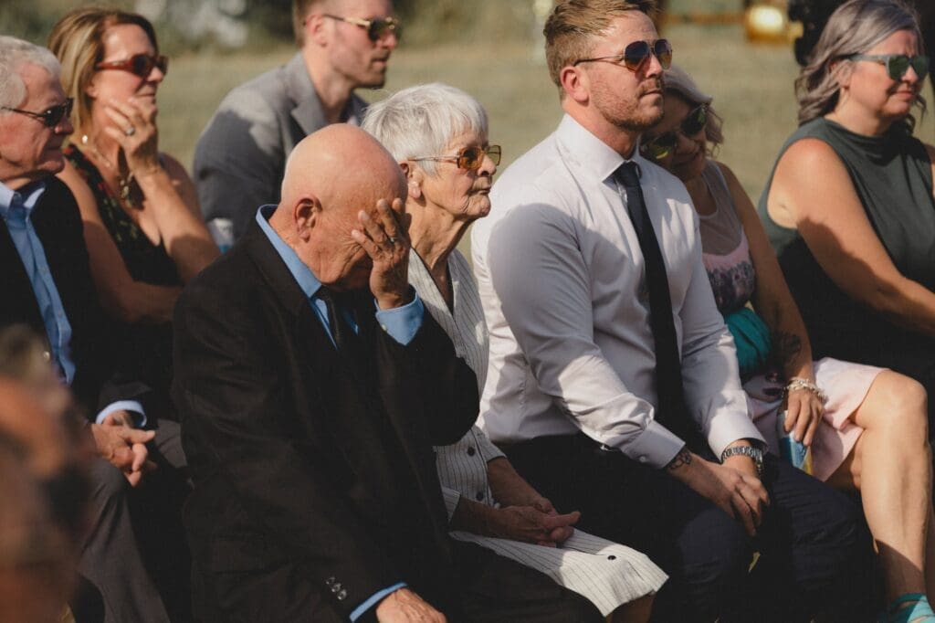 Grandfather crying during wedding ceremony
